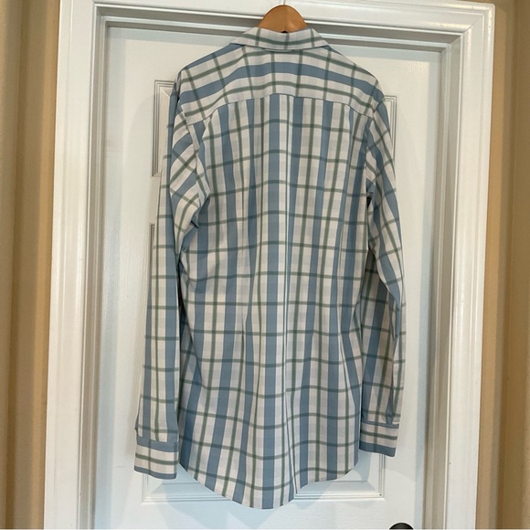 Mizzen Main Men XL TALL Trim Fit Shirt Blue Plaid Performance Long Sleeve Button - Picture 2 of 13